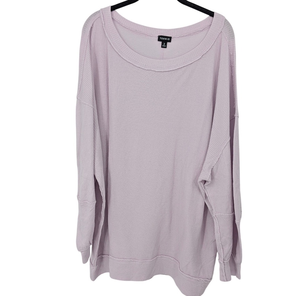 Torrid Waffle Knit Top Women Plus 2X Lavender Purple Long Sleeve Casual Lounge